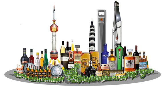 Shanghai Skyline Made From Drinks We Sell